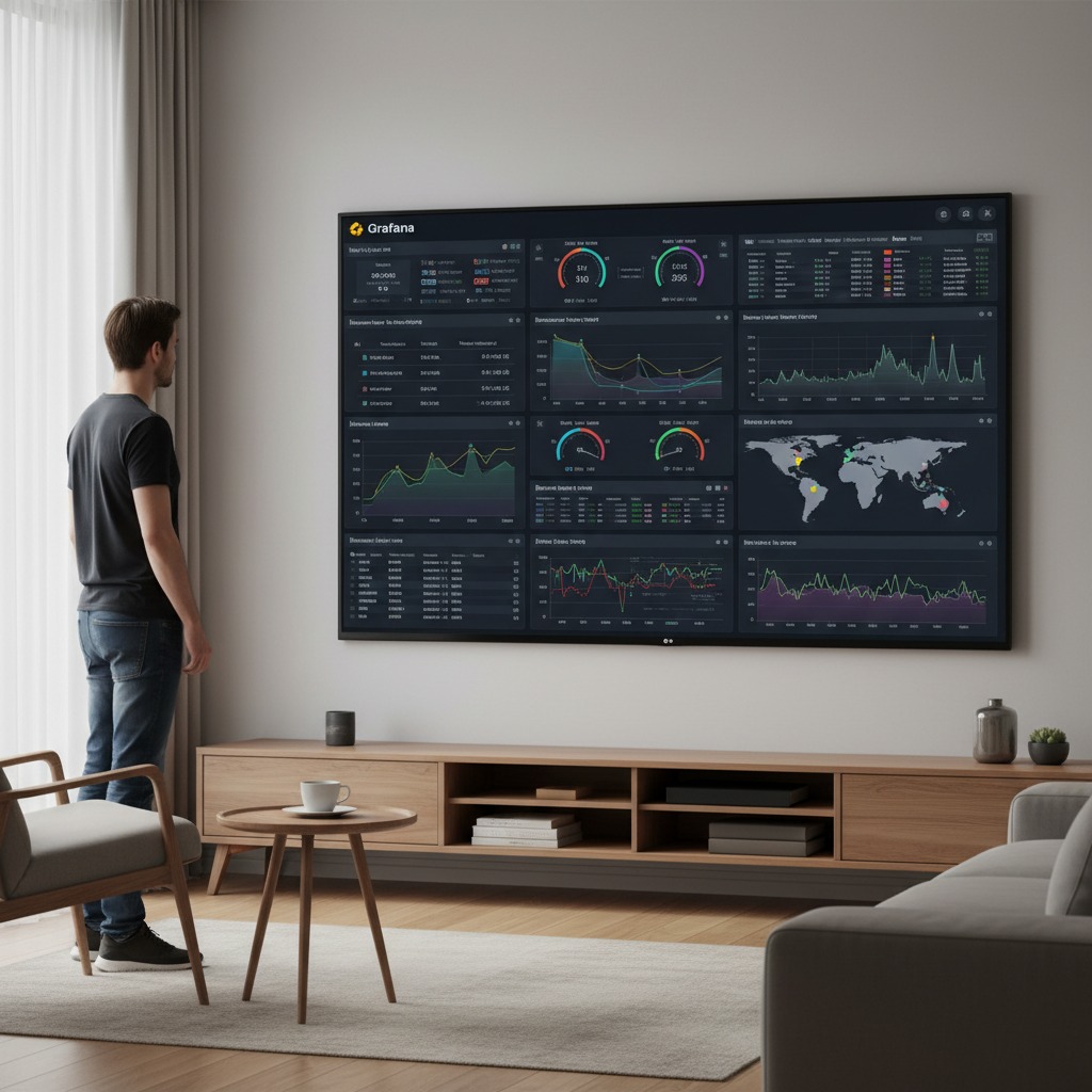 mude a imagem da tv para uma imagem de monitoamento com grafana sem que a pessoa esteja sentada em um sofá
